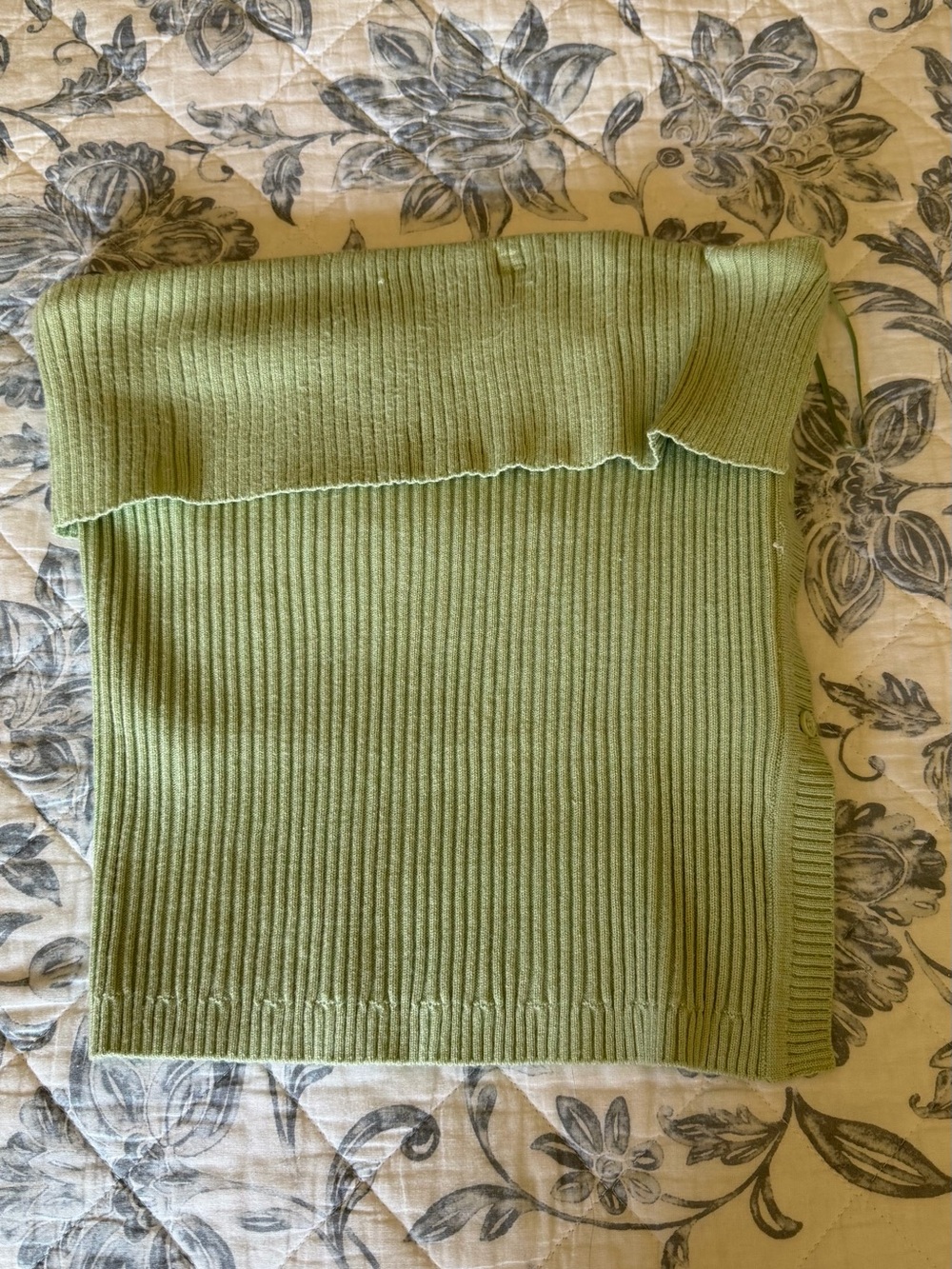 PacSun Olive Green Ribbed Off-Shoulder Crop Top